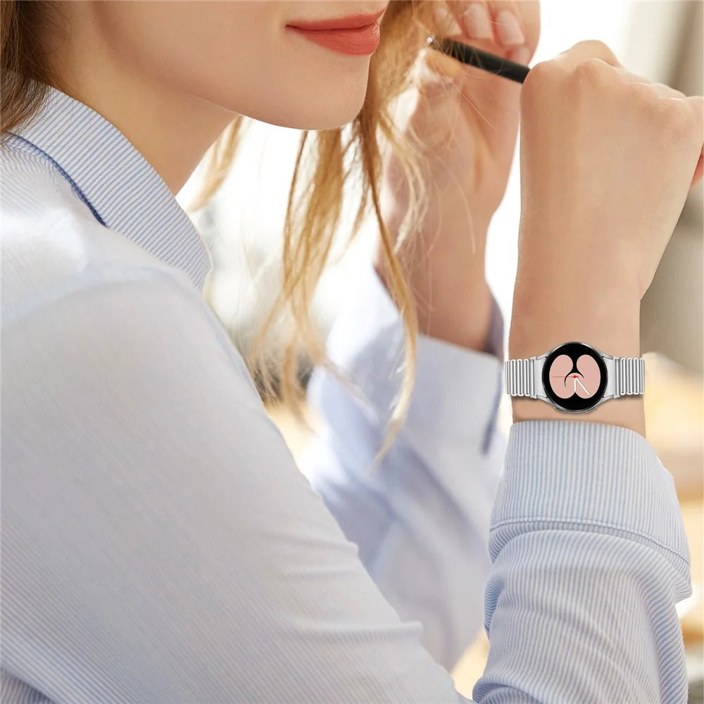 For Samsung Galaxy Watch4 Active 40mm 44mm / Watch4 Classic 42mm 46mm Watch Band Stainless Steel Hollow Strap - Silver - 6