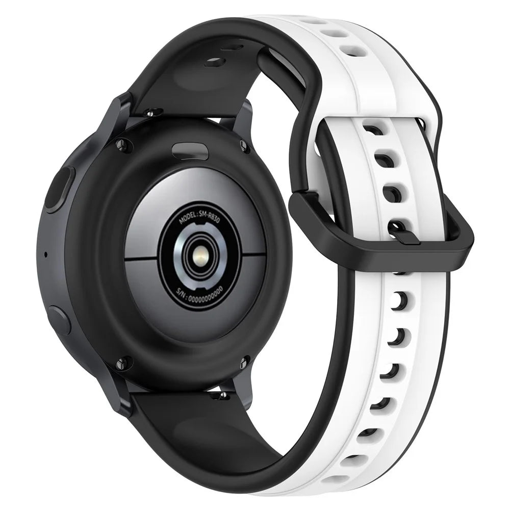 For Samsung Galaxy Watch3 41mm 45mm / Huawei Watch 3 Soft Silicone Watch Band 22mm Dual Color Watch Strap Replacement - White / Black - 1