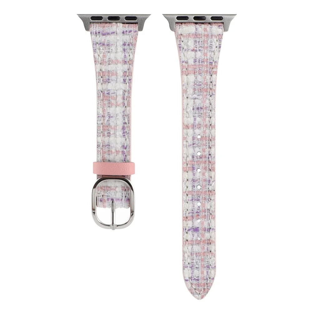 Watch Strap for Apple Watch Series 11 10 42mm / 9 8 7 41mm / SE3 SE2 SE 6 5 4 40mm / 3 2 1 38mm Soft Plush Grid Smartwatch Strap - Pink - 2