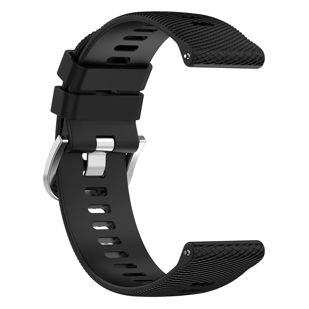 For Garmin Forerunner 265 Silicone Watch Band 22mm Cross Stripe Soft Sport Replacement Watch Strap - Black - 3