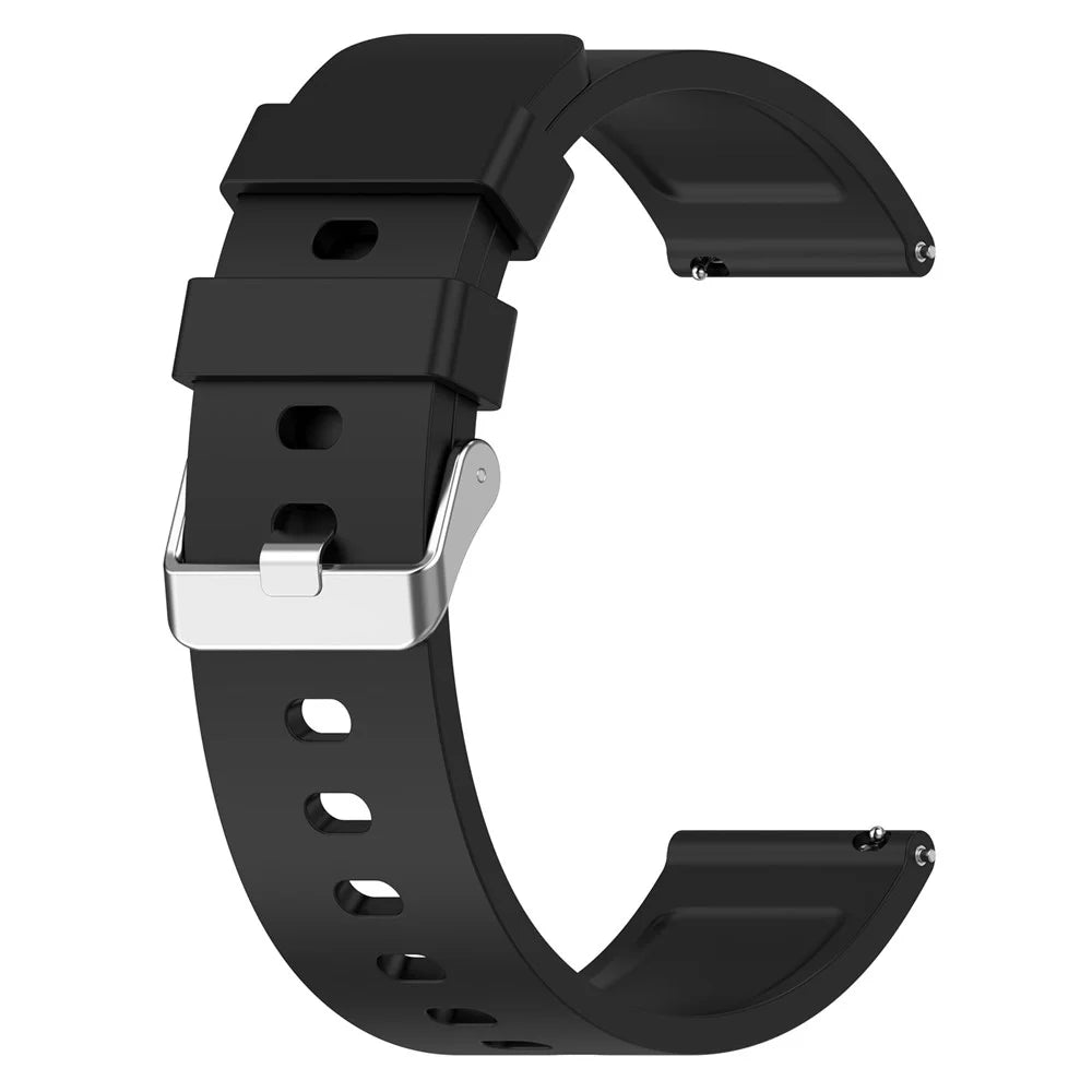 Silicone Watch Band for Garmin Venu / Venu 2 Plus / Venu Sq / Venu Sq 2 , 20mm Watch Strap with Silver Stainless Steel Buckle - Black - 2