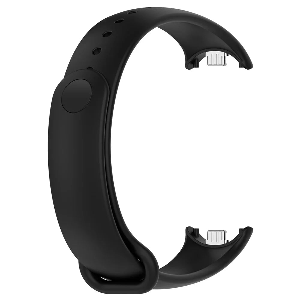 For Xiaomi Smart Band 9 NFC / 9 / 8 NFC / 8 Silicone Watch Strap Wrist Band with Stainless Steel Connector - Black - 2