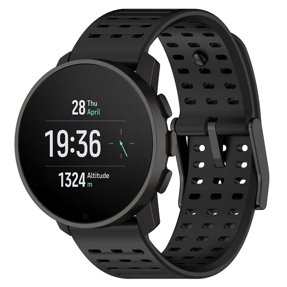 Sport Strap for Suunto Vertical / 9 Peak Pro / 9 Peak / 5 Peak , 22mm Silicone Watch Bands - Black - 4