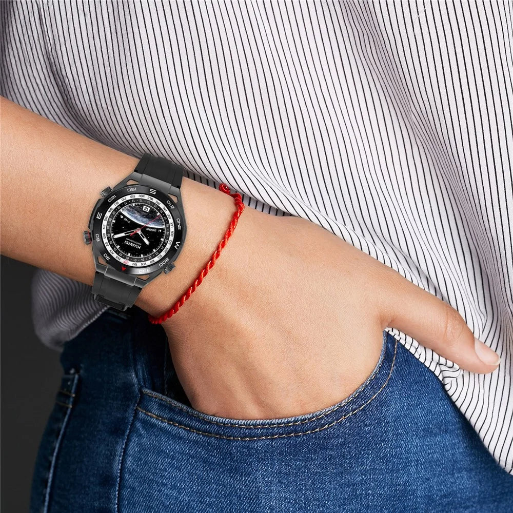 Strap For Huawei Watch Ultimate / GT 3 SE / GT 3 Pro 46mm / GT Runner / GT 3 46mm , 22mm Silicone Watch Bands with Extension Strap - Black - 7
