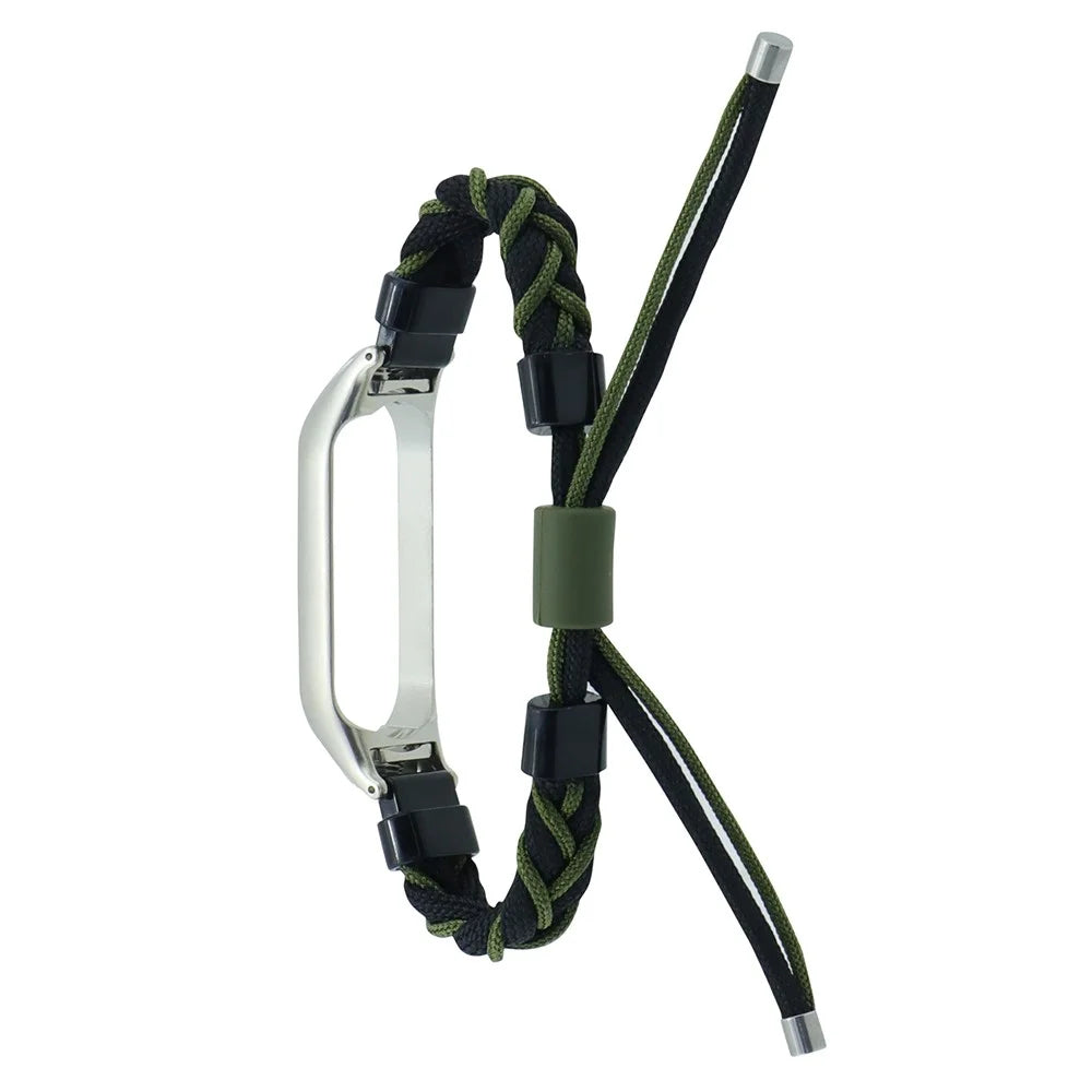 For Xiaomi Mi Band 7 Nylon Braided Silicone Bead Design Watch Strap Integrated with Watch Case - Black + Green - 2