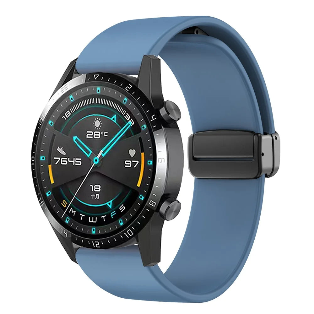 Watch Band for Huawei Watch 4 / Watch 4 Pro / Watch 3 / Watch 3 Pro , 22mm Silicone Replacement Strap with Black Magnetic Folding Buckle - Official Blue - 2
