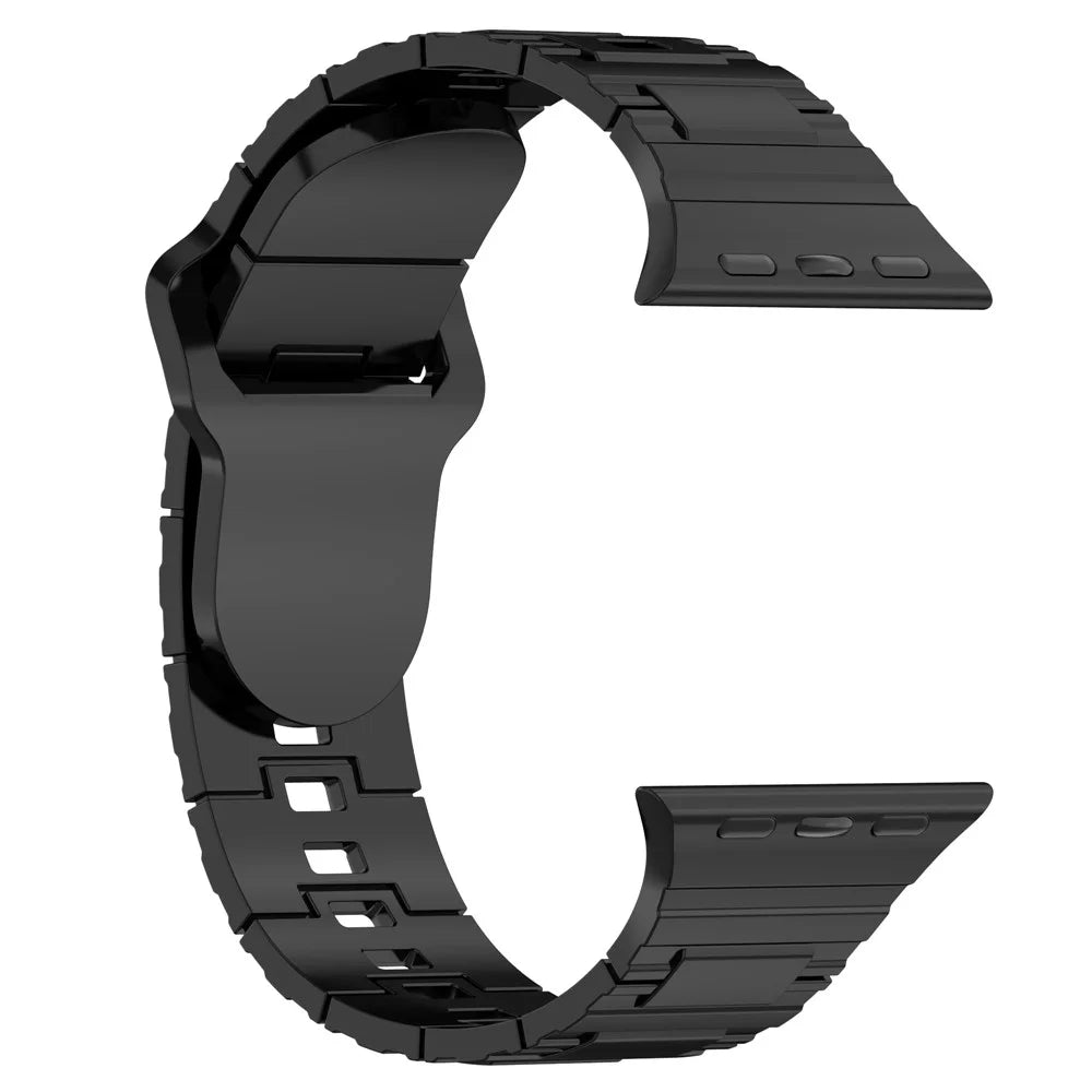 For Apple Watch Ultra 3 2 1 49mm / Series 11 10 46mm / 9 8 7 45mm / SE3 SE2 SE 6 5 4 44mm / 3 2 1 42mm Electroplating Silicone Watch Strap - Titanium Black - 3