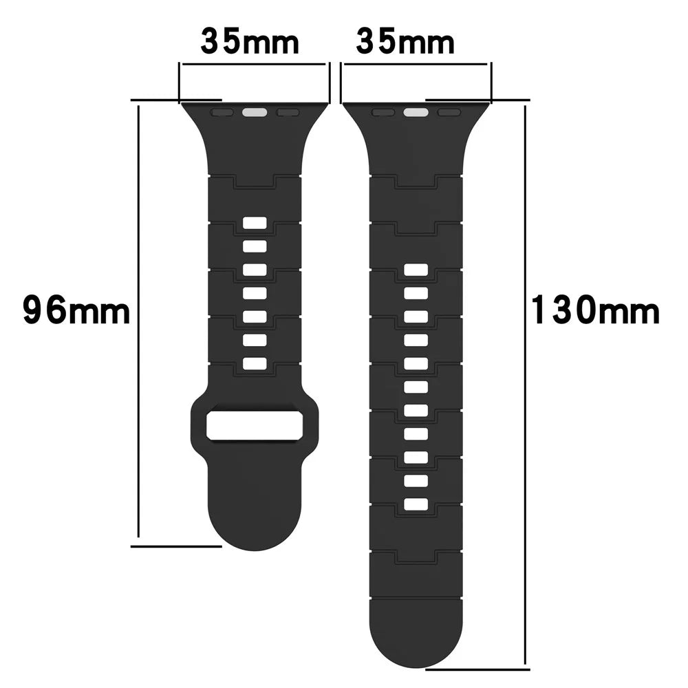 For Apple Watch Ultra 3 2 1 49mm / Series 11 10 46mm / 9 8 7 45mm / SE3 SE2 SE 6 5 4 44mm / 3 2 1 42mm Electroplating Silicone Watch Strap - Titanium Black - 6