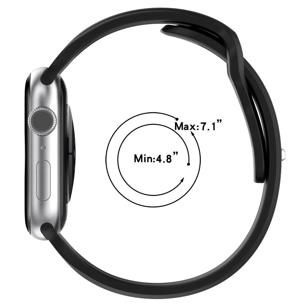 Watch Strap for Apple Watch Series 11 10 42mm / 9 8 7 41mm / SE3 SE2 SE 6 5 4 40mm / 3 2 1 38mm Silicone Electroplating Smartwatch Strap - Titanium Black - 7