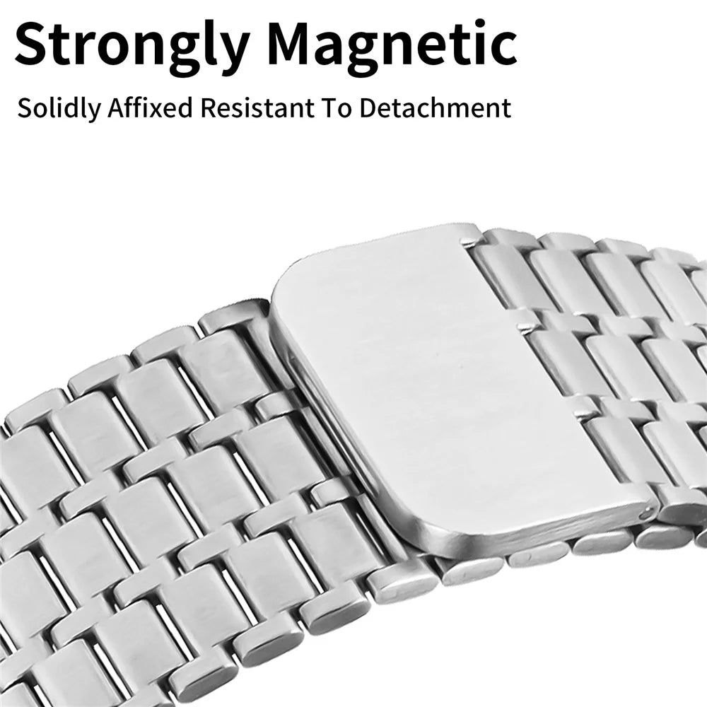 Watch Strap for Apple Watch Series 11 10 42mm / 9 8 7 41mm / SE3 SE2 SE 6 5 4 40mm / 3 2 1 38mm 316L Stainless Steel Watch Band Magnetic Adjustable Strap - Silver - 4