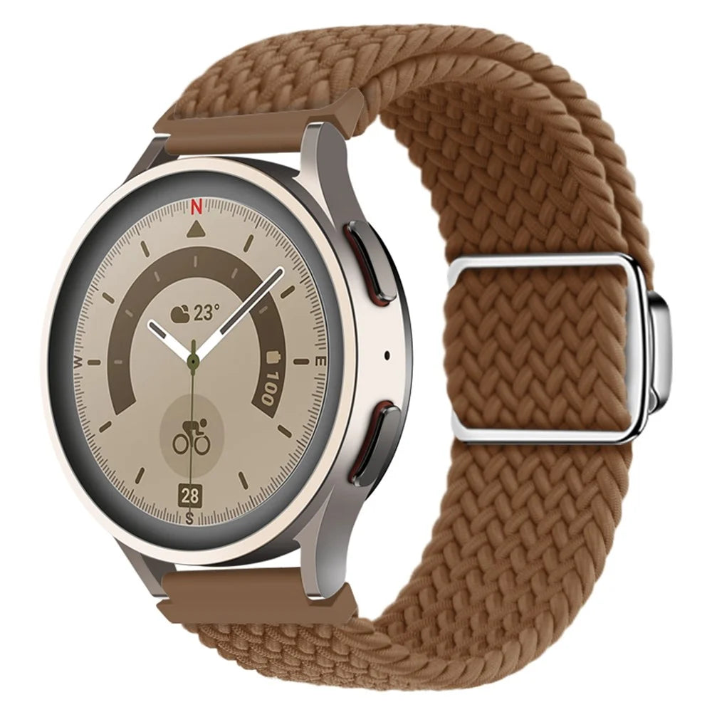 Nylon Watch Bands for Samsung Galaxy Watch6 / Watch6 Classic / Watch 5 / Watch 5 Pro / Watch4 20mm Wrist Strap - Brown - 3