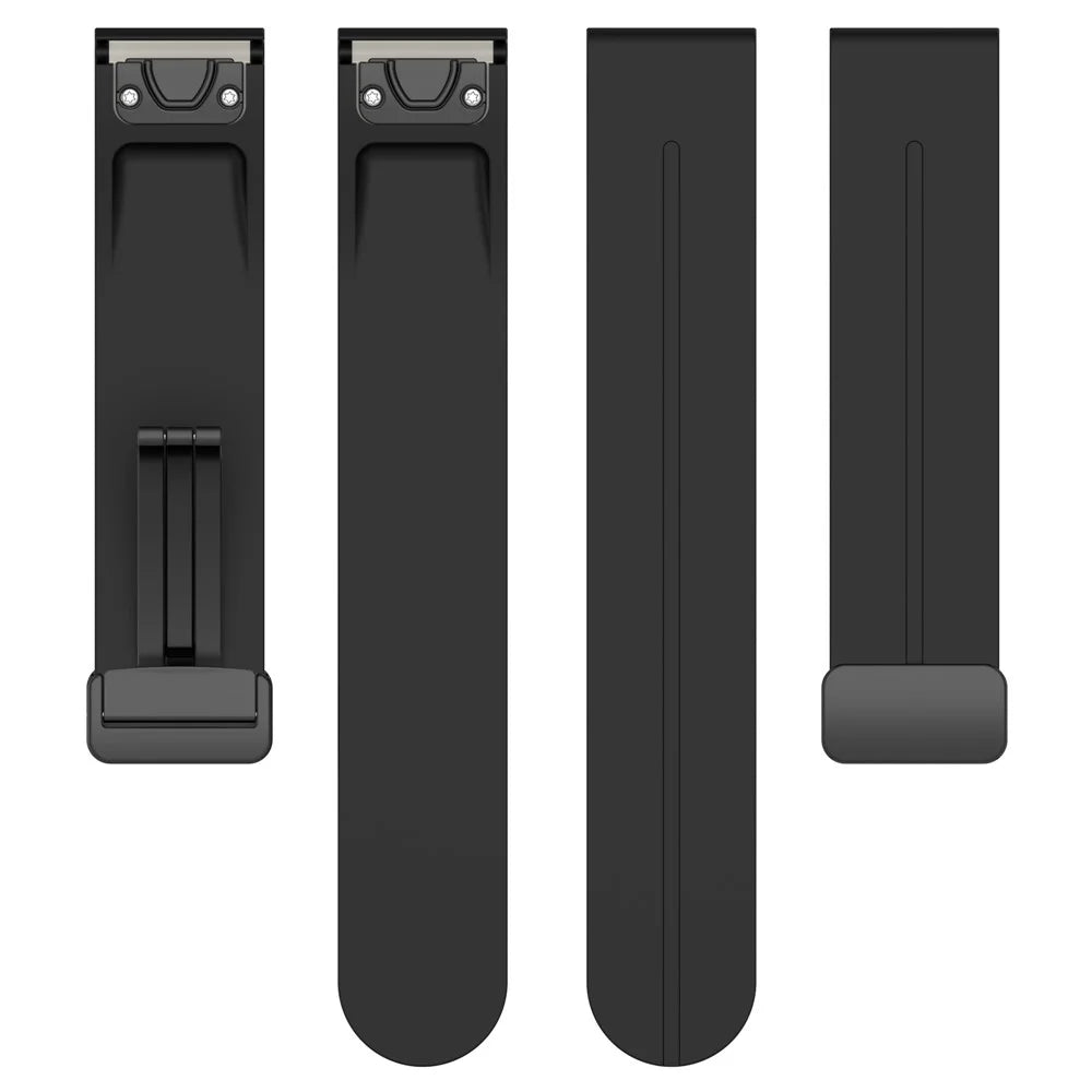 Silicone Watch Band for Garmin Fenix 8 43mm / Forerunner 570 42mm / Fenix 7S / 6S / 5S , Magnetic Buckle 20mm Sport Strap with Tools - Black - 5