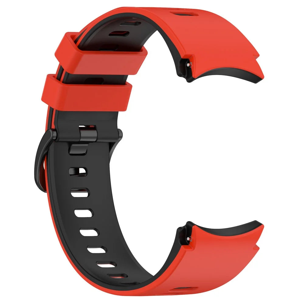For Samsung Galaxy Watch FE 40mm / Watch6 40mm 44mm / Watch6 Classic 43mm 47mm Dual-Color Silicone Wrist Strap - Red+Black - 4