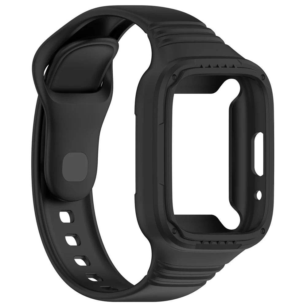 Silicone Watch Band for Xiaomi Redmi Watch 3 Active / Redmi Watch 3 Lite , Wrist Strap with Protective Case - Black - 3