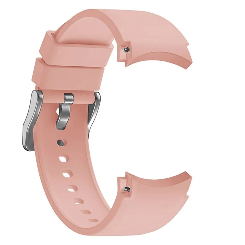 For Samsung Galaxy Watch FE 40mm / Watch6 40mm / 44mm / Watch6 Classic 43mm / 47mm Watch Band Silicone Strap with Silver Buckle - Pink - 3