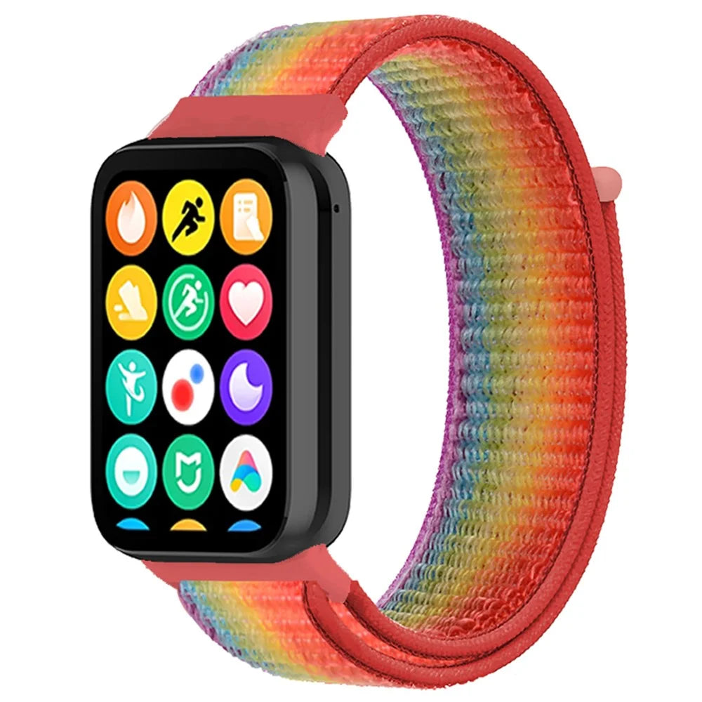 For Xiaomi Smart Band 10 Pro / 9 Pro / 8 Pro / Redmi Watch 6 / 5 / 4 Nylon Loop Watch Band Breathable Sport Strap - Rainbow - 2