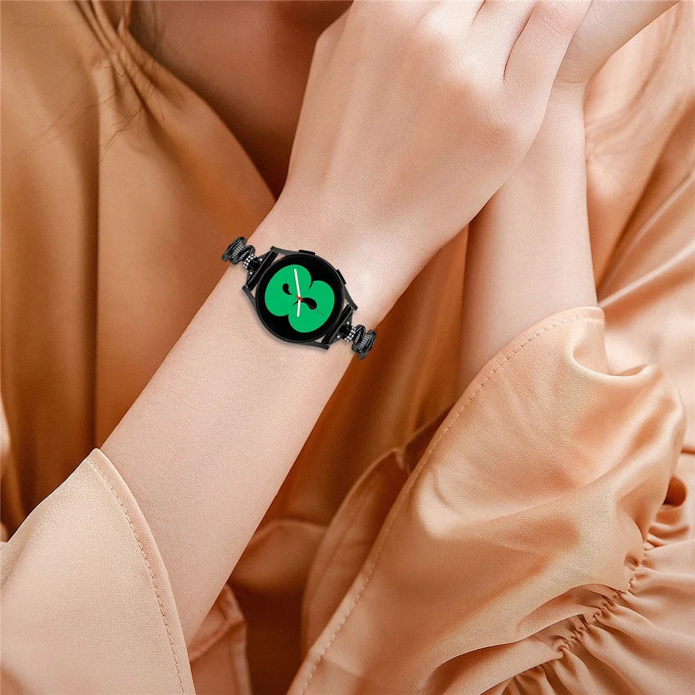 For Samsung Galaxy Watch6 40mm / 44mm / Watch6 Classic 43mm Watch Band 20mm Alloy Bracelet Strap - Black - 6