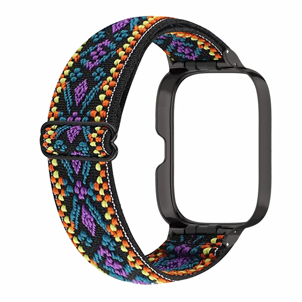 For Xiaomi Redmi Watch 3 Active Nylon Strap with Case Cover Quick Release Elastic Watch Band - Purple - 2