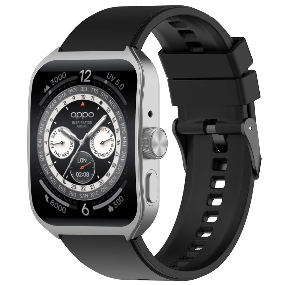For Oppo Watch 4 Pro Silicone Watch Band 22mm Adjustable Strap - Black - 4