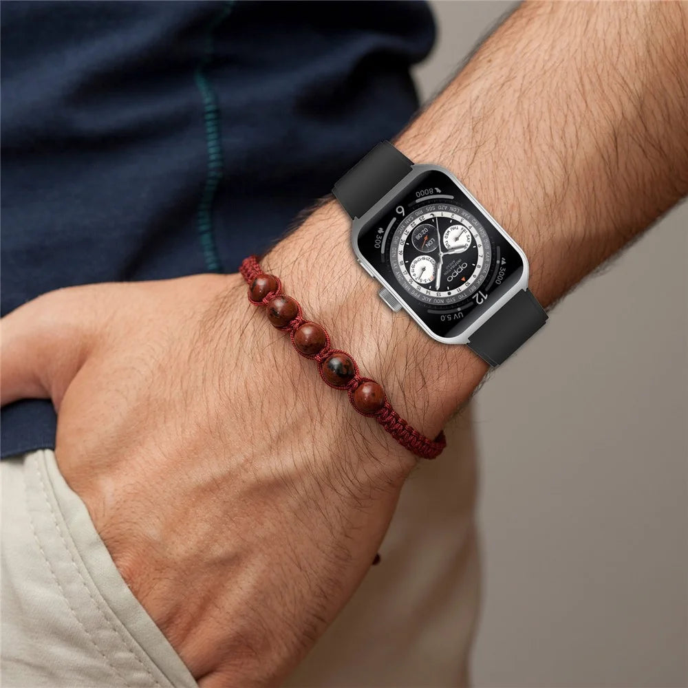 For Oppo Watch 4 Pro Silicone Watch Band 22mm Adjustable Strap - Black - 6