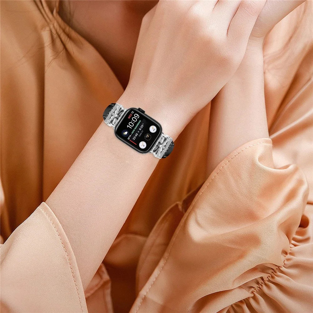 Watch Strap for Apple Watch Series 11 10 42mm / 9 8 7 41mm / SE3 SE2 SE 6 5 4 40mm / 3 2 1 38mm Silver Buckle Band - Black - 5
