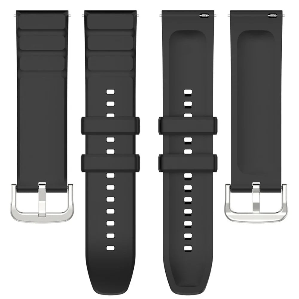 For Huami Amazftit GTR 4 Watch Strap 22mm Silicone Watch Bands Replacement - Black - 3