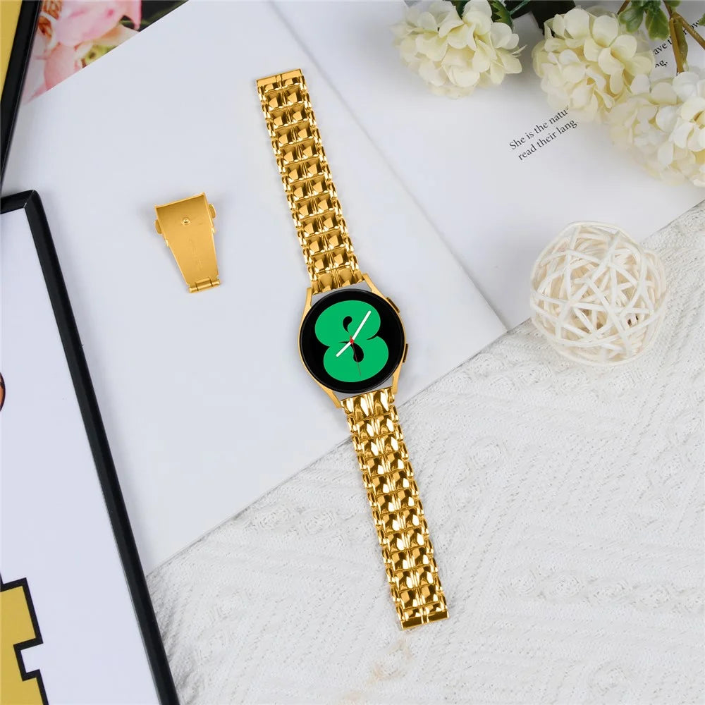 For Samsung Galaxy Watch 5 / Watch FE 40mm / Watch4 Universal Metal Watch Strap 20mm Wrist Band - Gold - 4