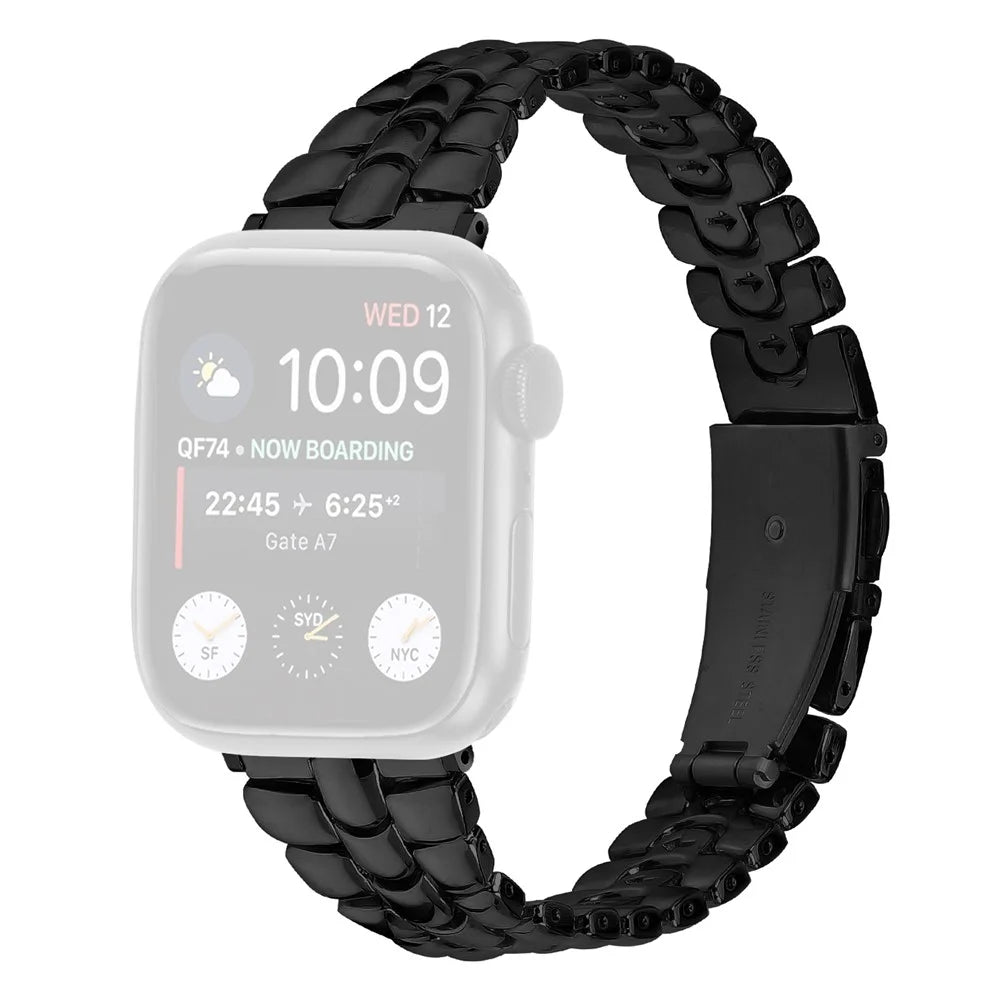For Apple Watch Ultra 3 2 1 49mm / Series 11 10 46mm / 9 8 7 45mm / SE3 SE2 SE 6 5 4 44mm / 3 2 1 42mm Metal Watch Strap - Black - 1