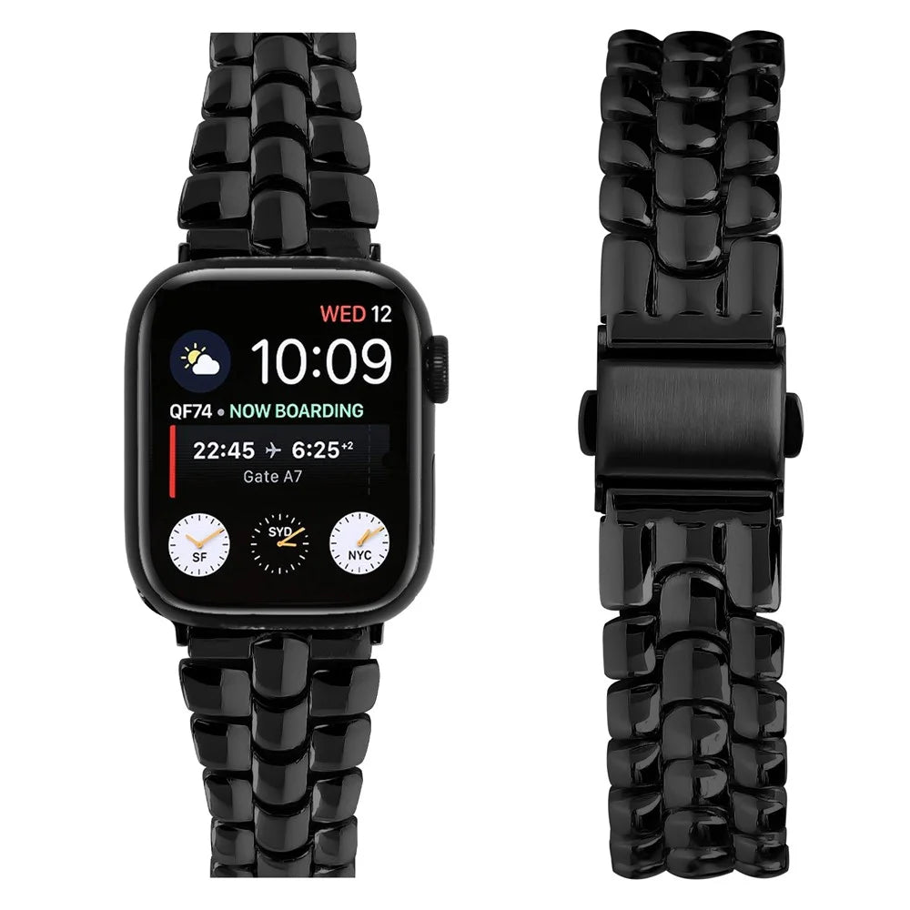 For Apple Watch Ultra 3 2 1 49mm / Series 11 10 46mm / 9 8 7 45mm / SE3 SE2 SE 6 5 4 44mm / 3 2 1 42mm Metal Watch Strap - Black - 3