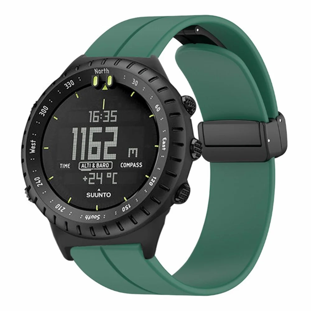 For Suunto Core Silicone Watch Bands Magnetic Buckle 22mm Strap Replacement - Army Green - 4