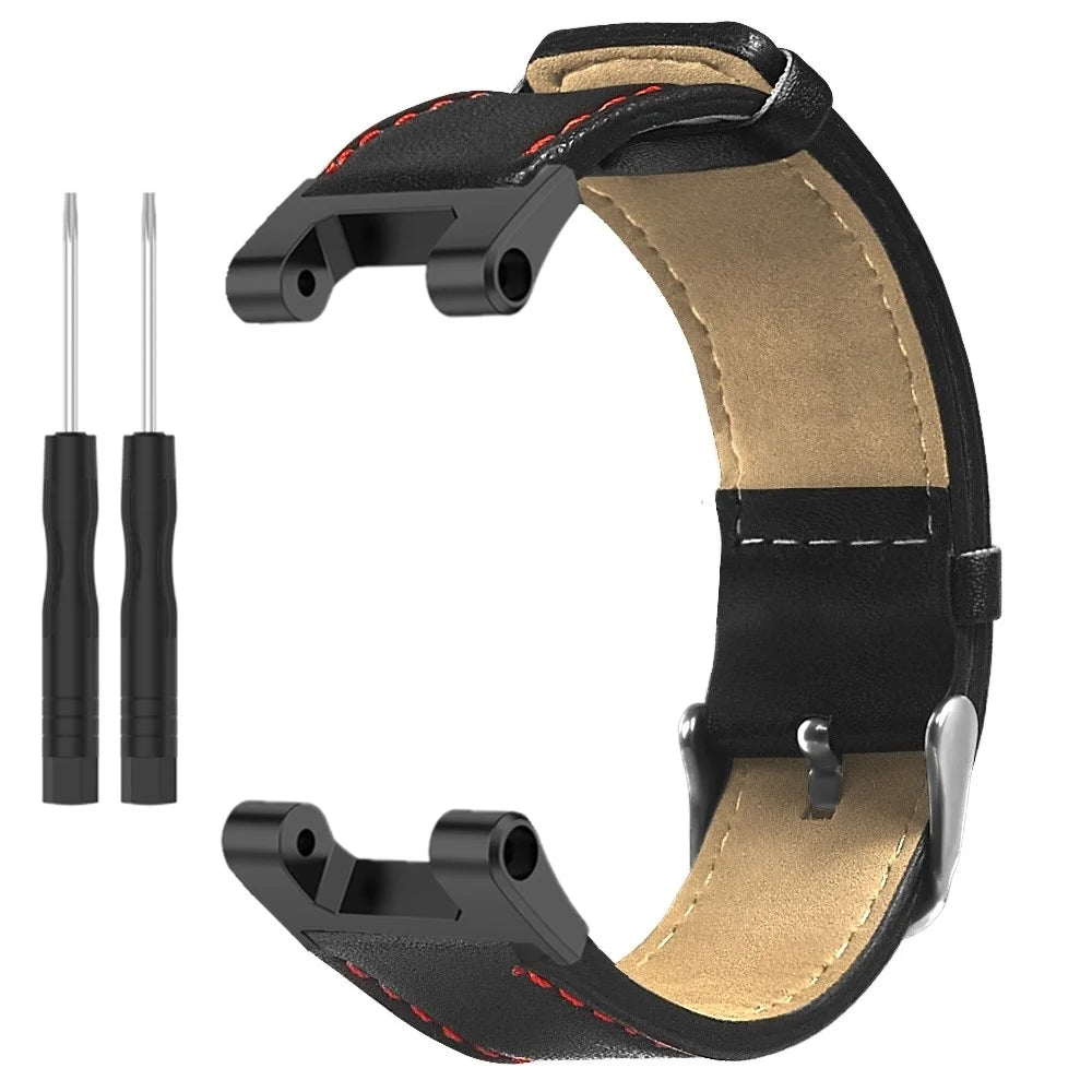 For Huami Amazfit T-Rex / T-Rex Pro Replacement Watch Band Stitching Genuine Cow Leather Wrist Strap, Black - 2