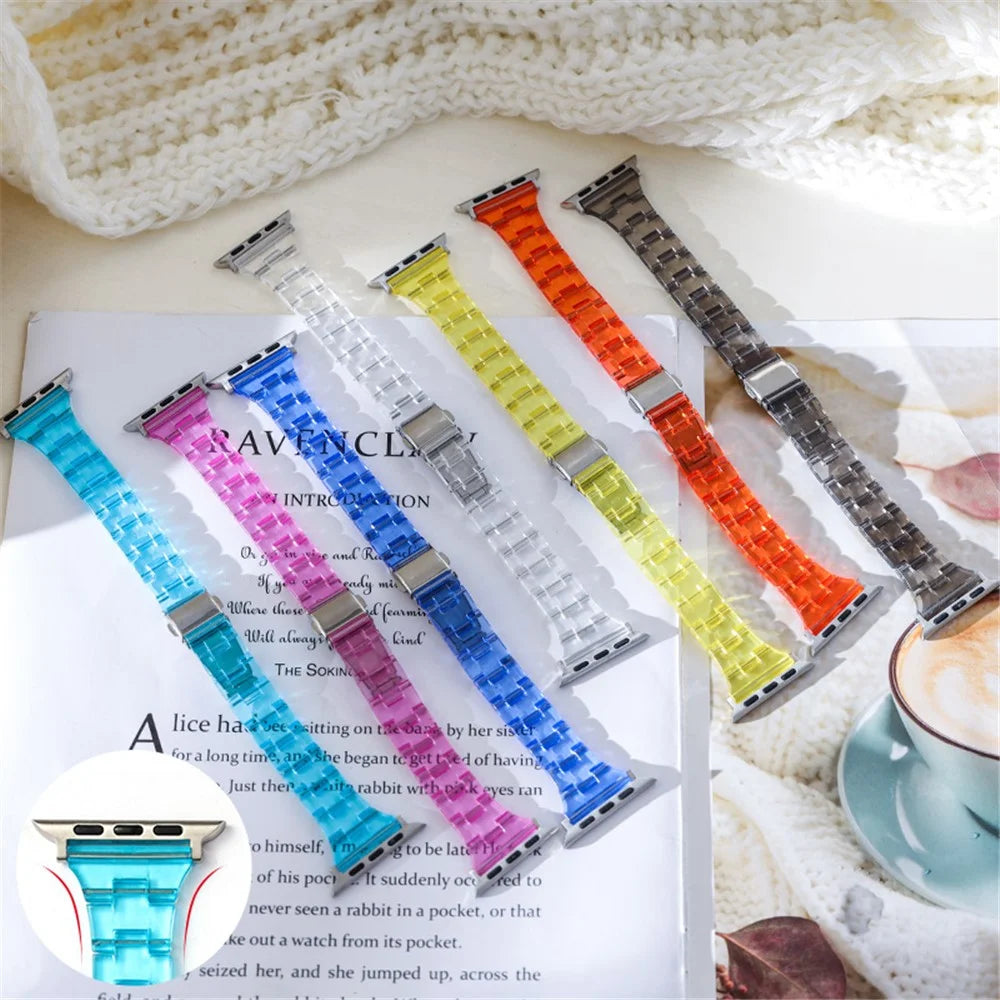 Watch Strap for Apple Watch Series 11 10 42mm / 9 8 7 41mm / SE3 SE2 SE 6 5 4 40mm / 3 2 1 38mm Jelly Resin Watch Strap - Transparent White - 7
