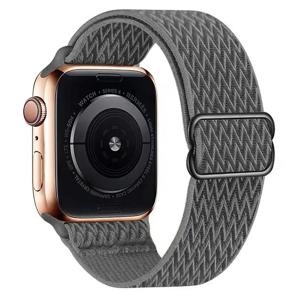 For Apple Watch Ultra 3 2 1 49mm / Series 11 10 46mm / 9 8 7 45mm / SE3 SE2 SE 6 5 4 44mm / 3 2 1 42mm Watch Band Elastic Nylon Strap - Dark Grey - 1
