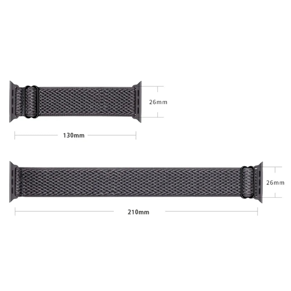 For Apple Watch Ultra 3 2 1 49mm / Series 11 10 46mm / 9 8 7 45mm / SE3 SE2 SE 6 5 4 44mm / 3 2 1 42mm Watch Band Elastic Nylon Strap - Dark Grey - 6