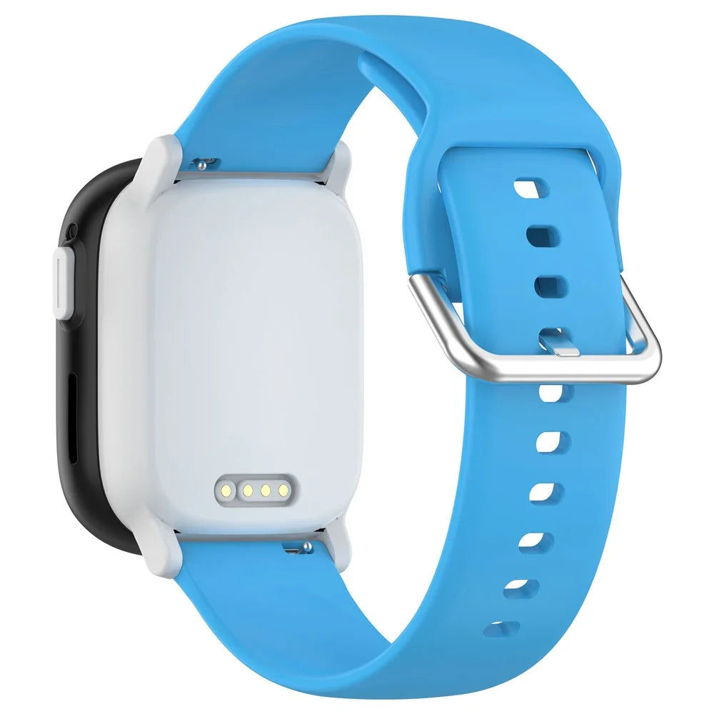 For Xplora X6 Play Watch Band 20mm Silicone Sport Strap with Silver Buckle, Size: L - Sky Blue - 1