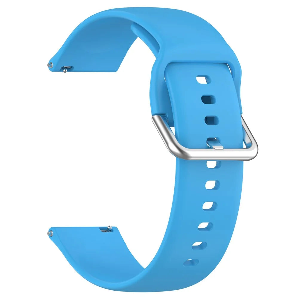 For Xplora X6 Play Watch Band 20mm Silicone Sport Strap with Silver Buckle, Size: L - Sky Blue - 3