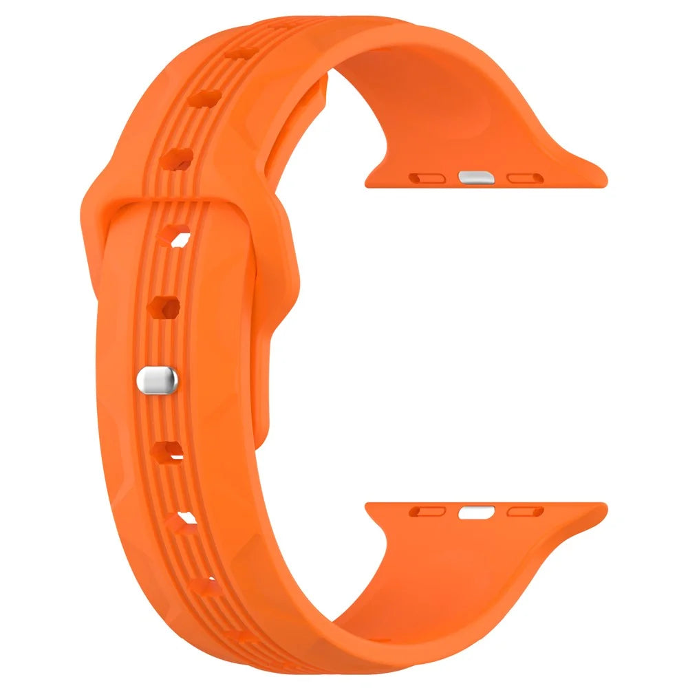 Watch Band for Apple Watch Series 11 10 42mm / 9 8 7 41mm / SE3 SE2 SE 6 5 4 40mm / 3 2 1 38mm Watch Band Texture Silicone Strap - Orange - 2
