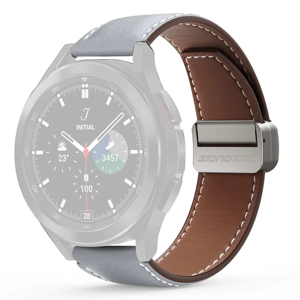 DUX DUCIS YA Series for Samsung Galaxy Watch3 45mm / Huawei Watch Ultimate Genuine Cow Leather Strap 22mm Watch Band - Grey - 1