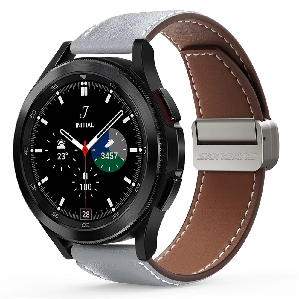 DUX DUCIS YA Series for Samsung Galaxy Watch3 45mm / Huawei Watch Ultimate Genuine Cow Leather Strap 22mm Watch Band - Grey - 2
