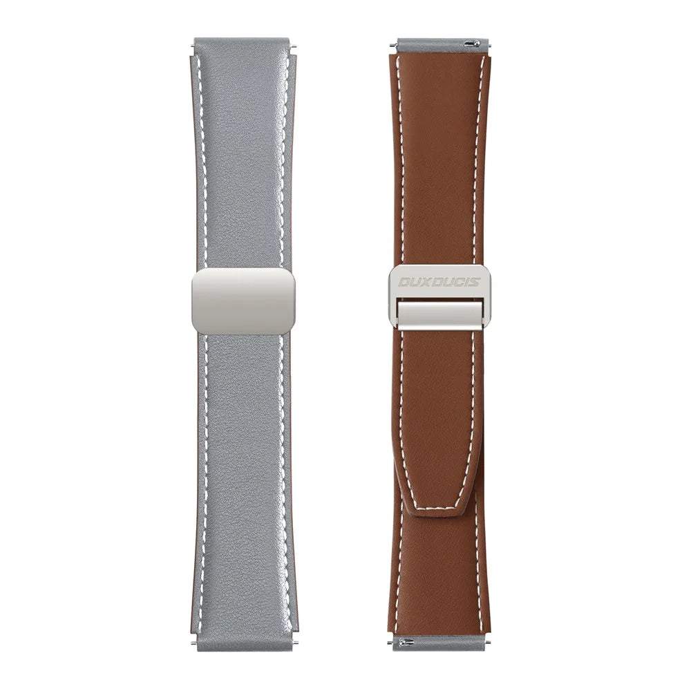 DUX DUCIS YA Series for Samsung Galaxy Watch3 45mm / Huawei Watch Ultimate Genuine Cow Leather Strap 22mm Watch Band - Grey - 3