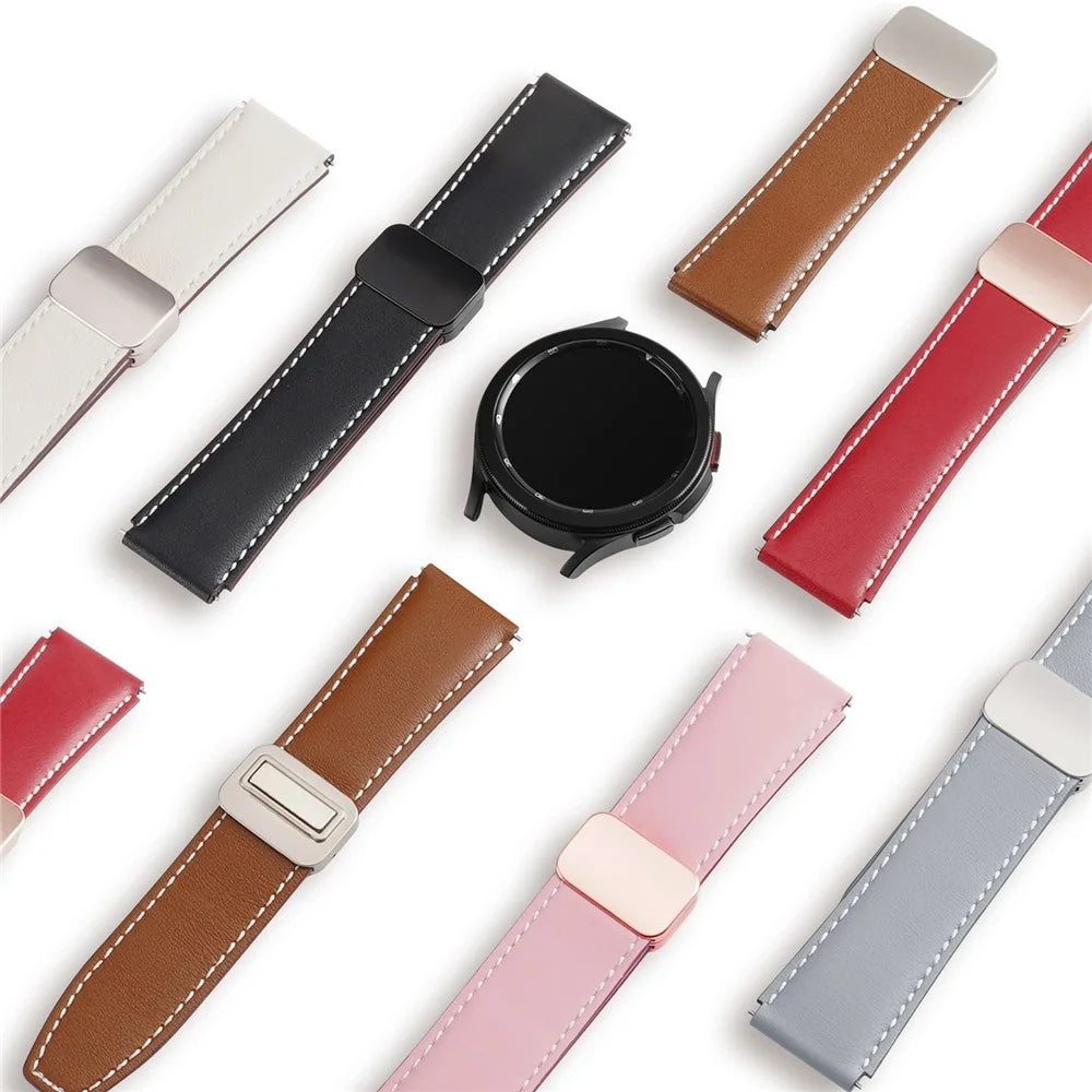 DUX DUCIS YA Series for Samsung Galaxy Watch3 45mm / Huawei Watch Ultimate Genuine Cow Leather Strap 22mm Watch Band - Grey - 5