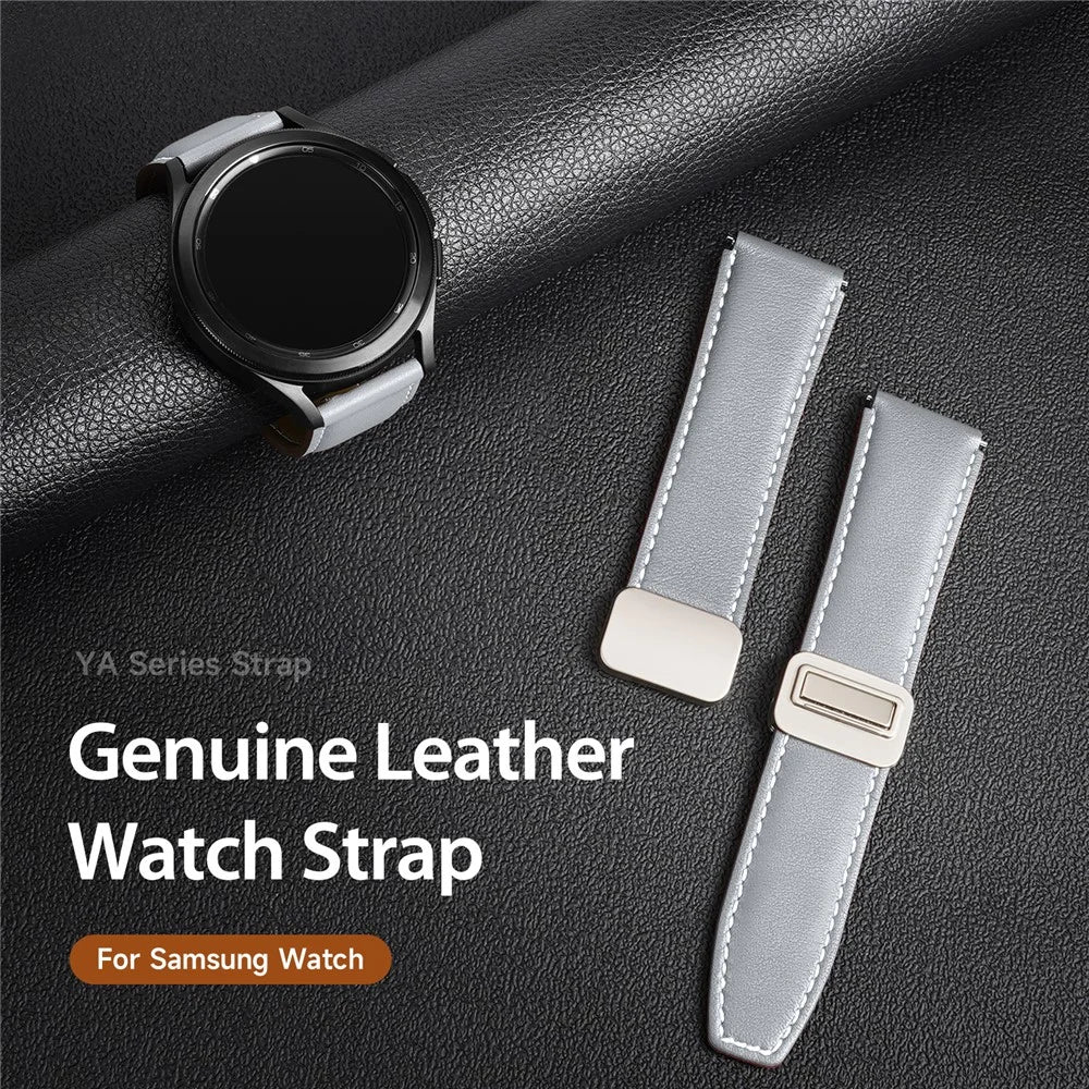 DUX DUCIS YA Series for Samsung Galaxy Watch3 45mm / Huawei Watch Ultimate Genuine Cow Leather Strap 22mm Watch Band - Grey - 6