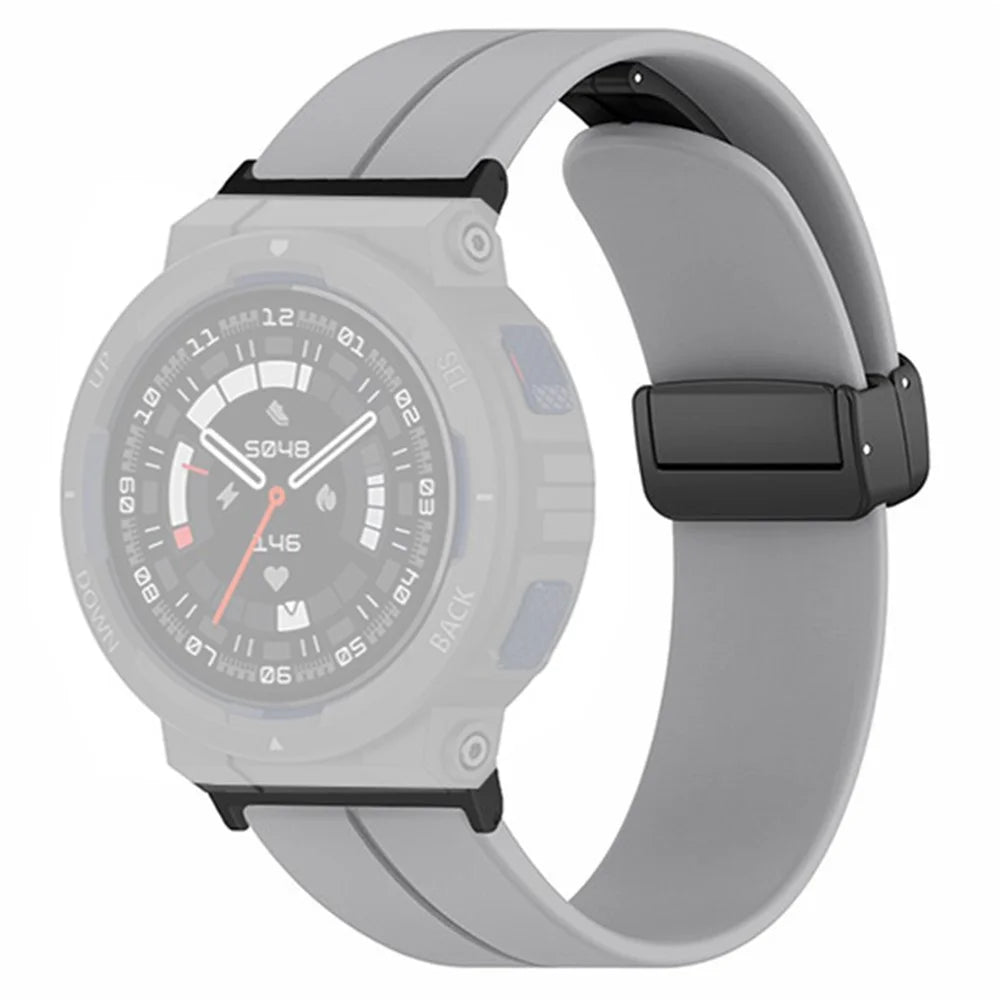 For Huami Amazfit Active Edge A2212 Watch Band Silicone Wrist Strap with Magnetic Folding Buckle - Grey - 1