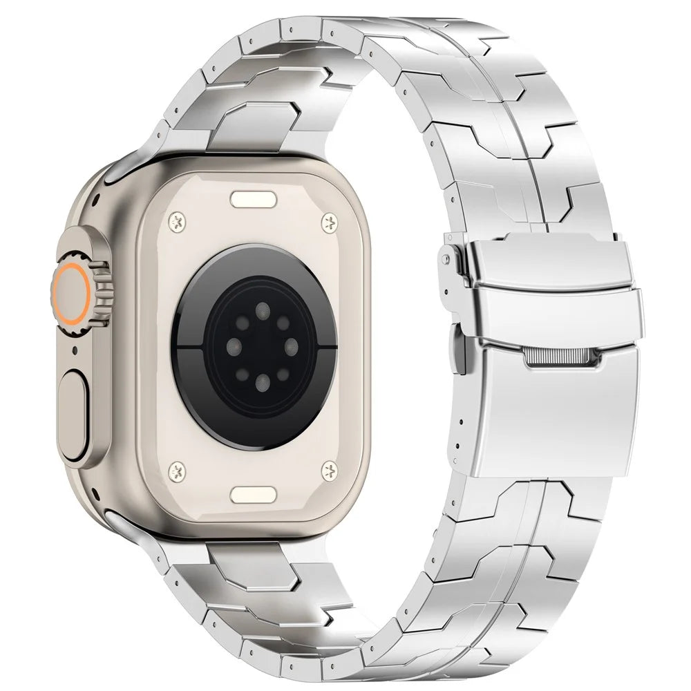 For Apple Watch Ultra 3 2 1 49mm / Series 11 10 46mm / 9 8 7 45mm / SE3 SE2 SE 6 5 4 44mm / 3 2 1 42mm Band Titanium Metal Strap - Silver - 1