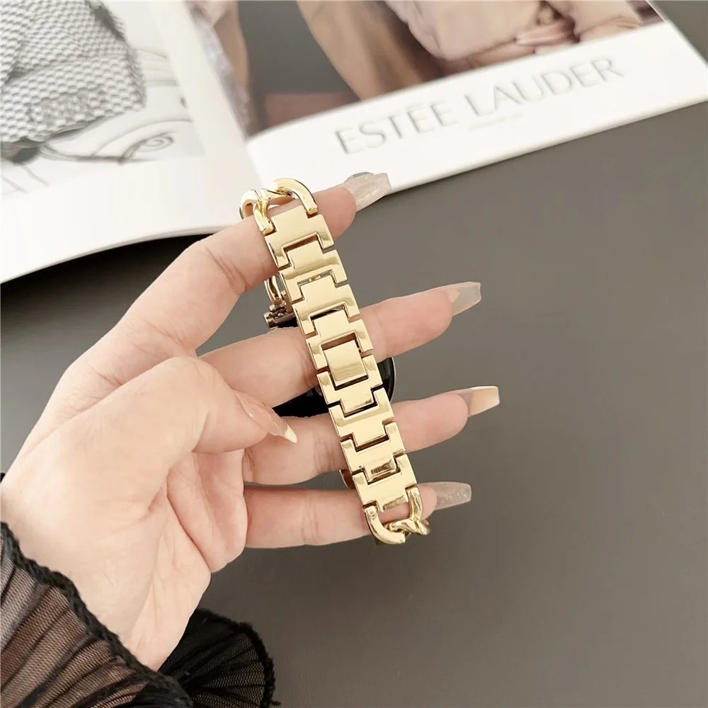 For Huawei Watch GT 4 41mm / Garmin Venu 3S 18mm Zinc Alloy Watch Band Chain Bracelet Strap - Starlight - 2