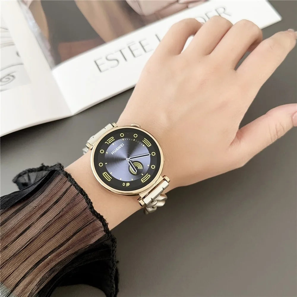 For Huawei Watch GT 4 41mm / Garmin Venu 3S 18mm Zinc Alloy Watch Band Chain Bracelet Strap - Starlight - 3