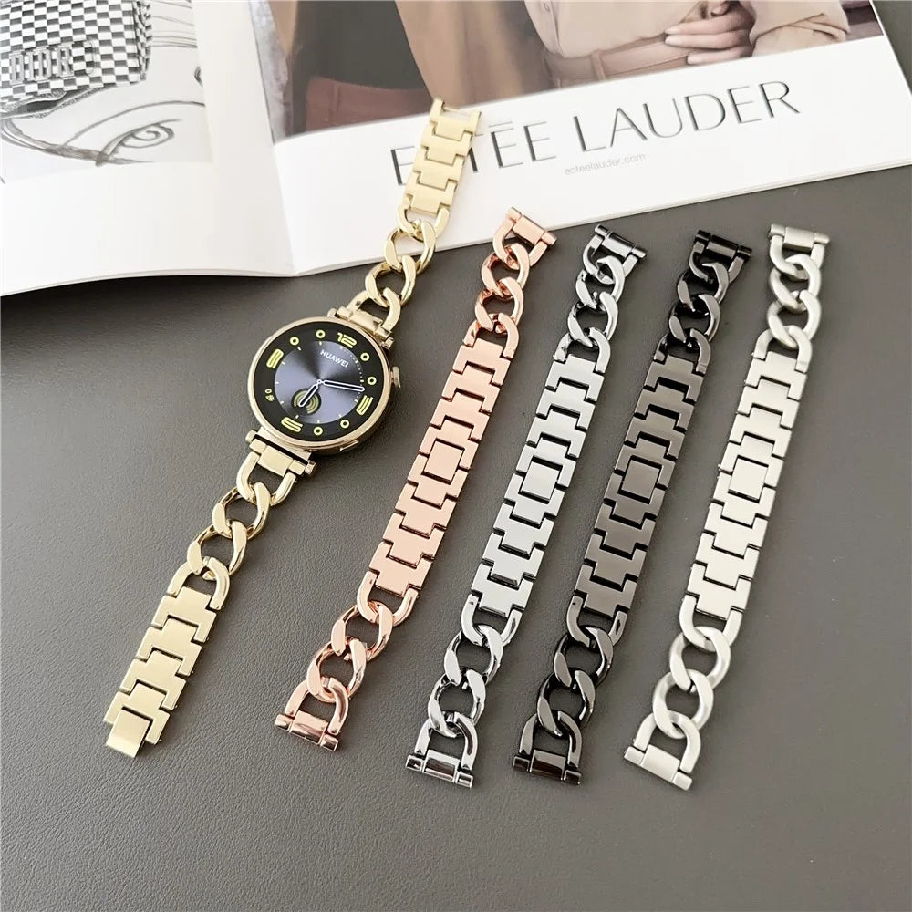 For Huawei Watch GT 4 41mm / Garmin Venu 3S 18mm Zinc Alloy Watch Band Chain Bracelet Strap - Starlight - 6