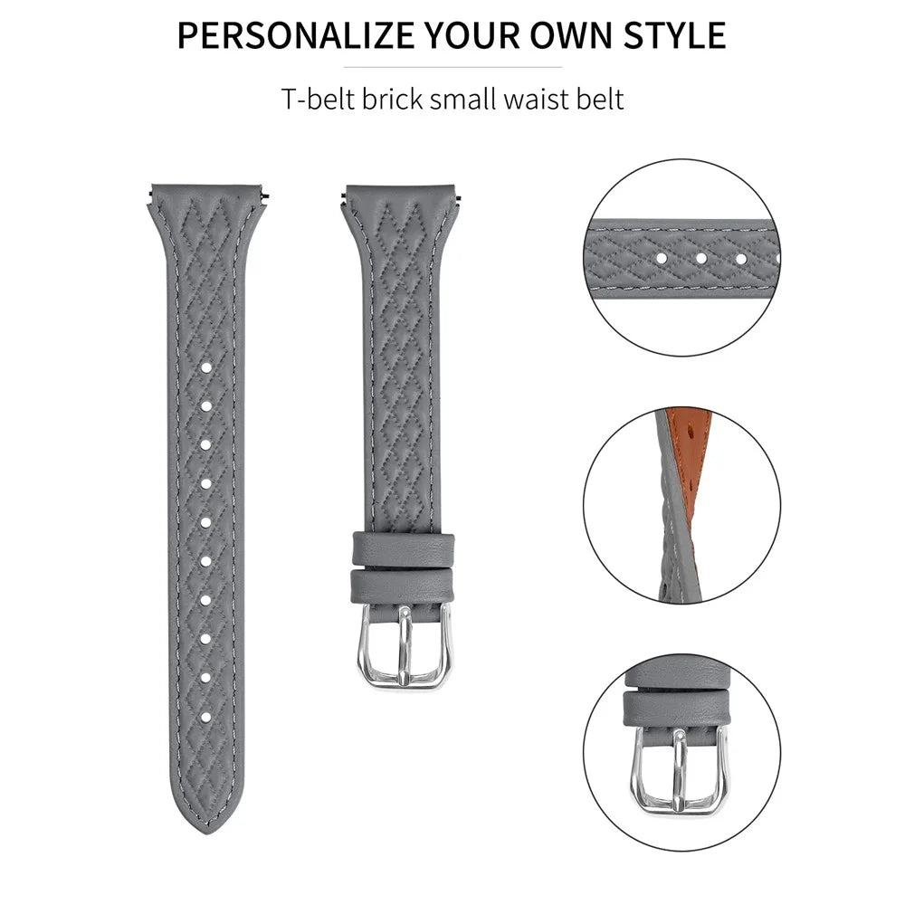 For Huami Amazfit Youth Edition 20mm Watchband Top-Layer Cow Leather Watch Strap - Grey - 2