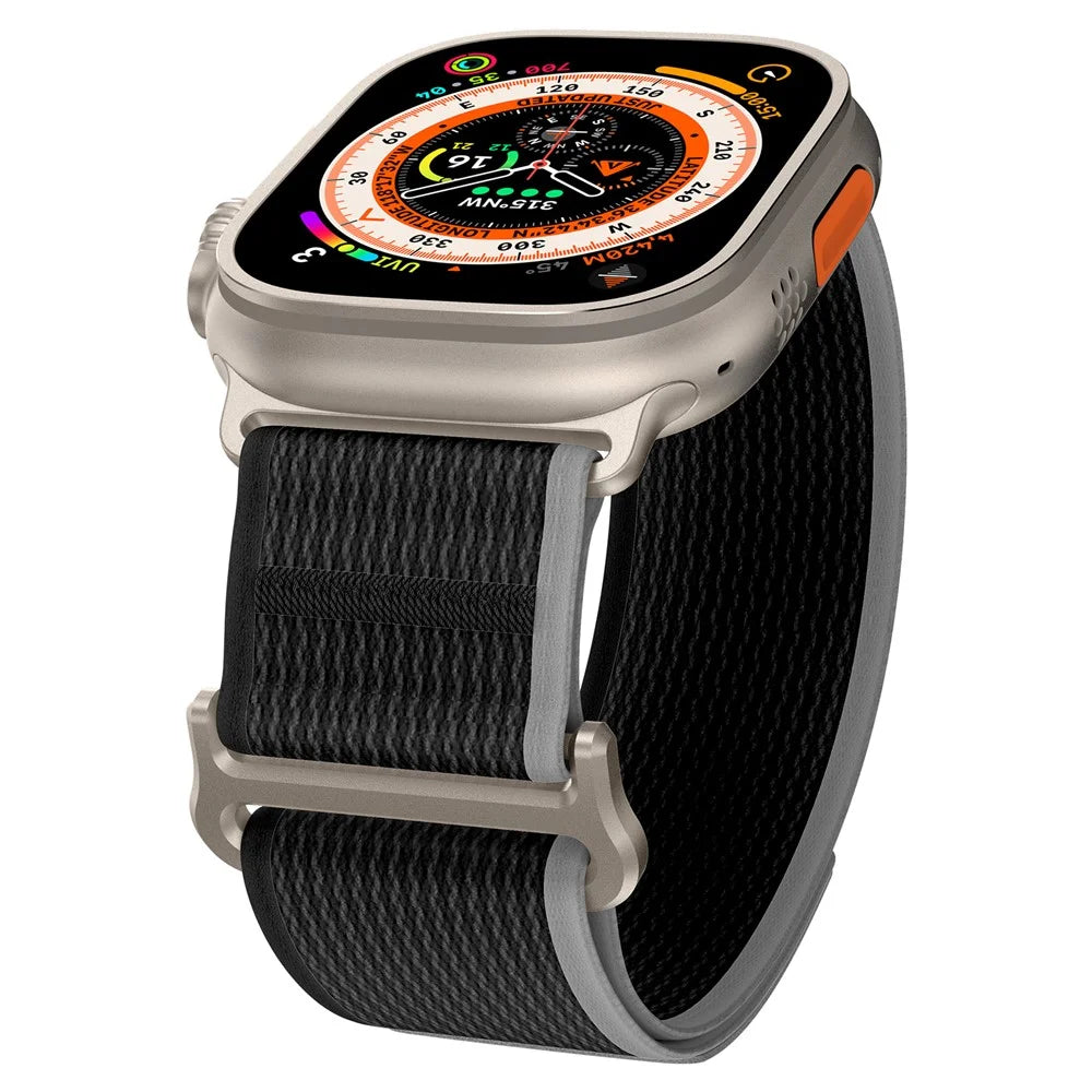 For Apple Watch Ultra 3 2 1 49mm / Series 11 10 46mm / 9 8 7 45mm / SE3 SE2 SE 6 5 4 44mm / 3 2 1 42mm Braided Loop Strap, Size: L - Black+Grey - 7