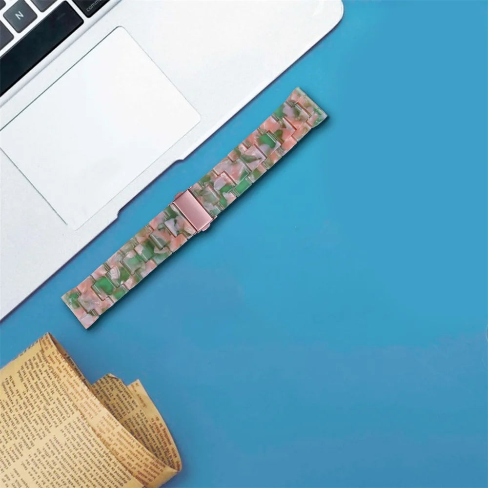 For AGPTEK LW31 Replacement Band Waterproof Resin Sports Watch Strap - Pink / Green - 3